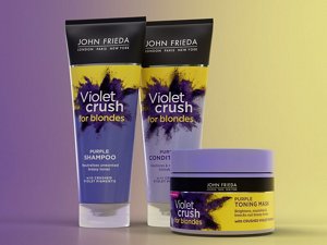 John Frieda Violet Crush purple shampoo, purple conditioner and purple toning mask